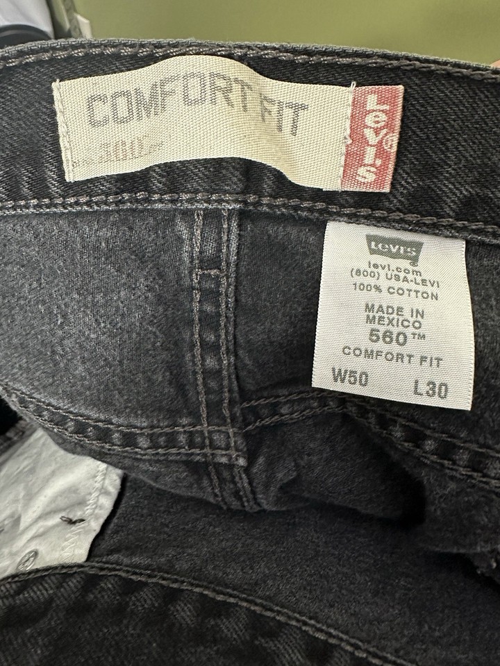 Levi’s Men’s 560 Comfort Fit Jeans Black Pants 50x30 Denim eBay
