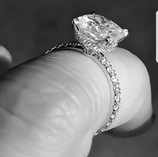 2 CT White Cushion Cut CZ Engagement Wedding Ring Solid 925 Sterling Silver