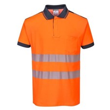 Image of Portwest PW3 Hi-Vis Cotton Comfort Polo Shirt Short Sleeve Reflective T180