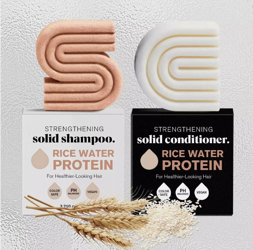 2 STK Stärkendes Haar-Shampoo- undkonditionsierende Seife mit Reiswasser-Protein