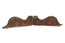 Par de ménsulas francesas talladas a mano frontón de madera acabado ornamentado acabado arquitectónico