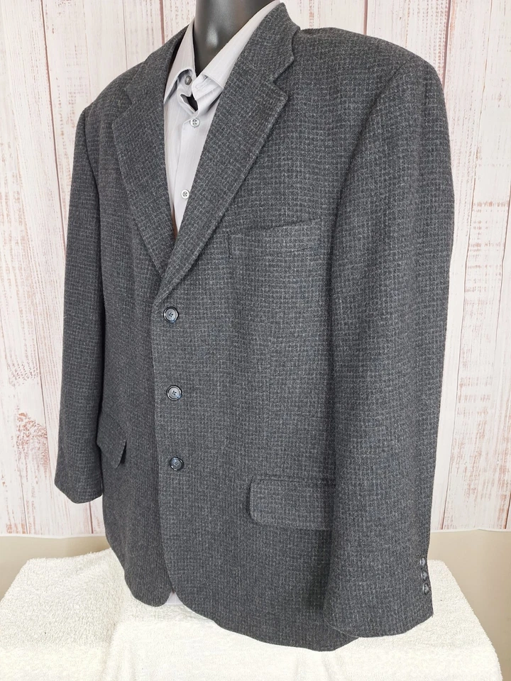 Chaqueta Abrigo Deportivo Barrington Para Hombre 44R Gris Cuadros Lana Camello Mezcla Foto 4 de 4