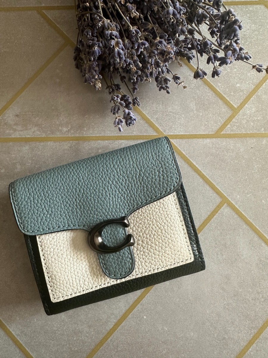 NWT Coach 76302 Tabby Small Wallet In Colorblock Sage Green Leather Billfold - Main Image