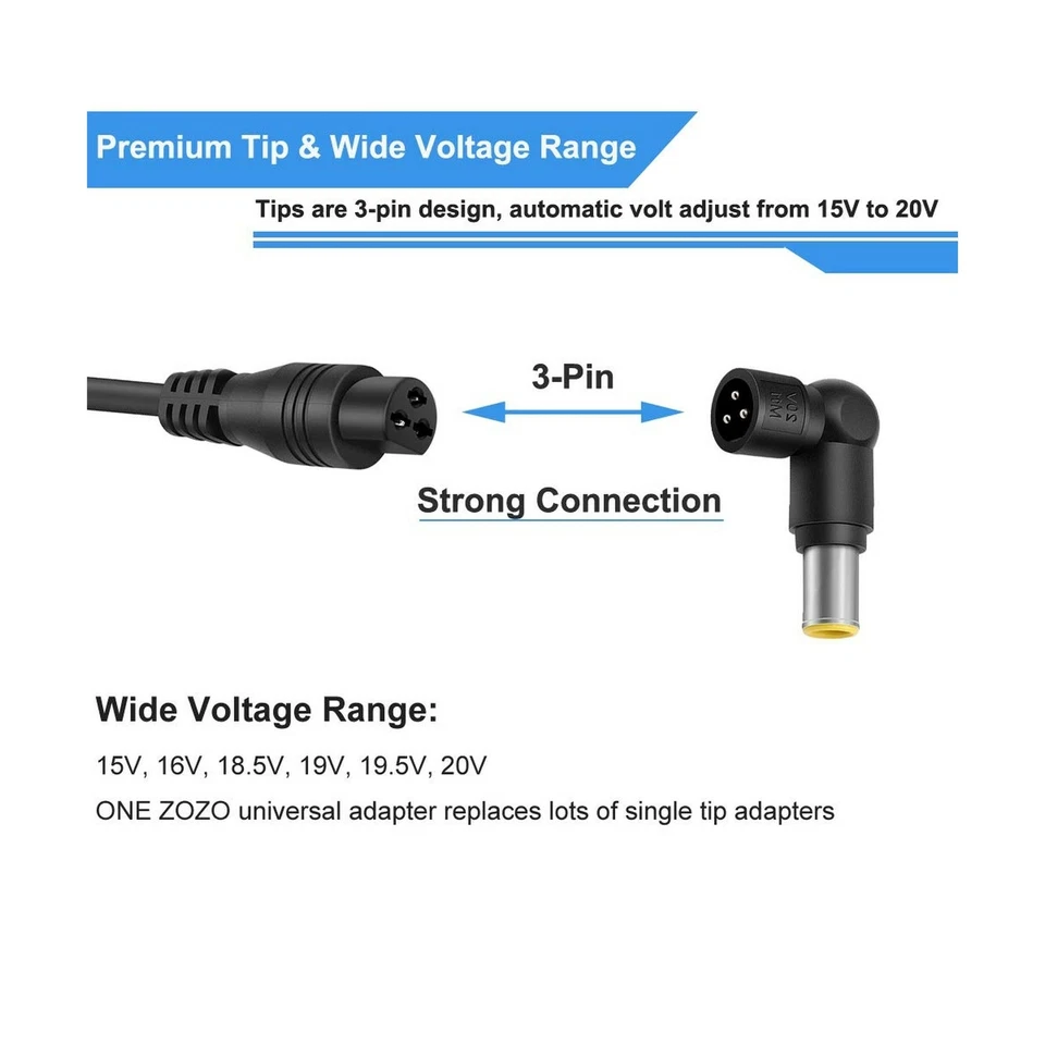 ZOZO 90W AC Universal Laptop Charger for HP Dell Toshiba IBM Lenovo Acer ASUS - Image 4 of 4