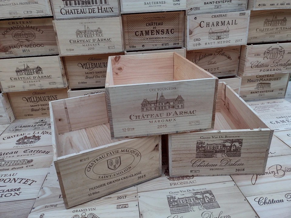 Wooden Wine Box Crate, 6 or 12 Bottle size. French Storage Planter Hamper - Image 4 of 4