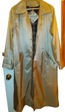 Vintage Fitzwright Women's Light Gold Trench Shiny Dress Coat Long Flannel Lined
