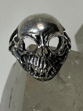 Skull ring  size 6.75 sterling silver biker women girls