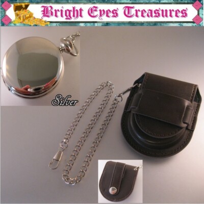 Custom Personalized Elegant Finish Pocket Watch w/Your Message & Choice of Chain
