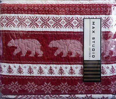 Max Studio Christmas Bear Moose Cotton Reversible Quilt - FULL/QUEEN Size