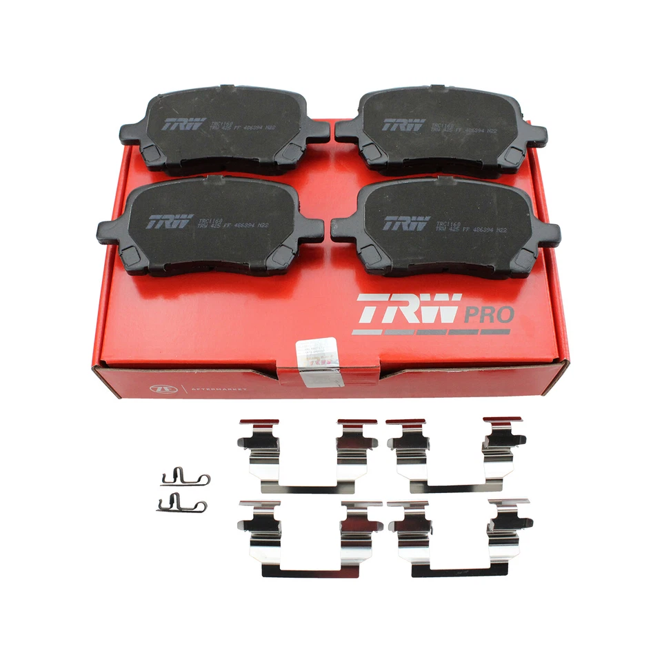 Juego de pastillas de freno delanteras ranuradas de cerámica TRW Pro clips para Chevrolet Pontiac Saturn Foto 3 de 4