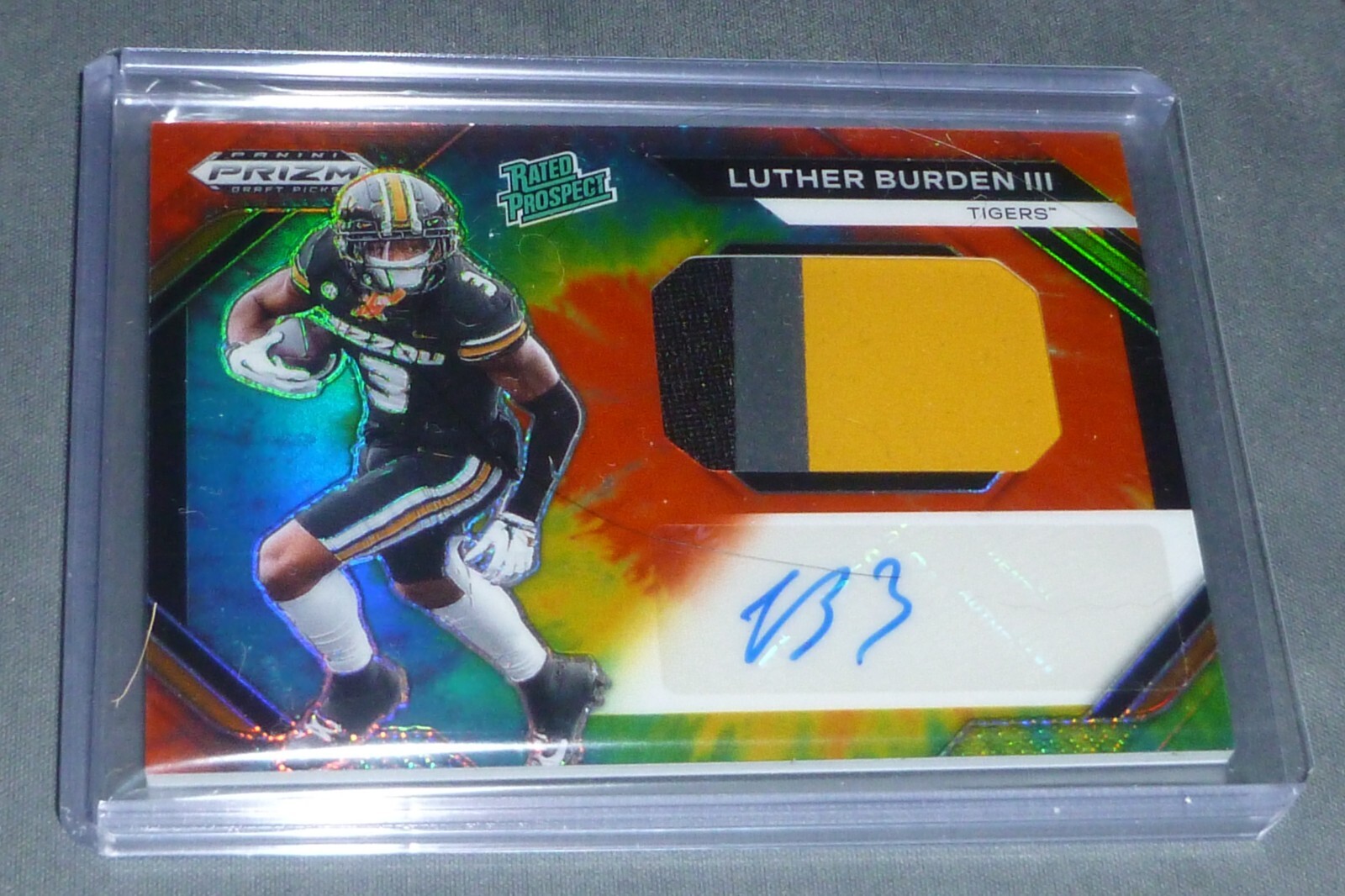 2024 Prizm Draft Luther Burden III Rated Prospect 3CLR Patch Tie Dye AUTO #09/25