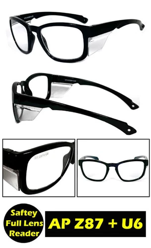 Full Lens Safety Reading Glasses Clear +1.00~+3.00 ANSI Z87+ U6