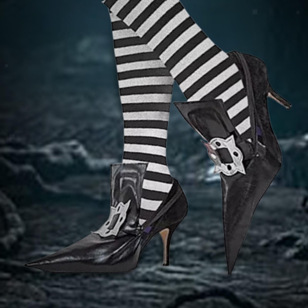 Pointy Witch Shoe Covers Comfortable Black Toe Caps Cover