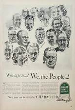 1940 Quaker State Motor Oil Vintage Ad who says so we the people