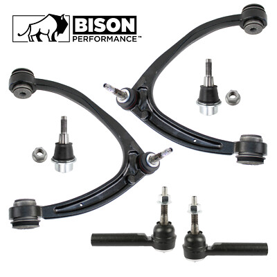 Bison Performance 6pc Front Upper Control Arm Outer TieRod End Kit For Chevy GMC