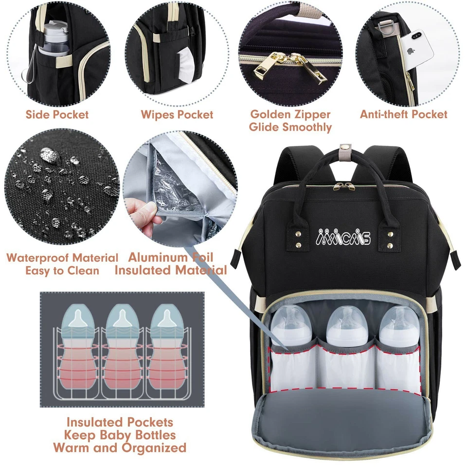 Bolsa para cuna de pañales | Mochila para cambiador de bebé MAICAIS | Gris Foto 4 de 4