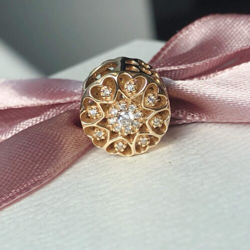 Authentisch Original nicht mehr produziert Pandora 14k Herzen aus Gold Charm durchbrochen 750841 - Bild 2 von 7
