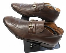 GUCCI Brown Leather With Silver Horsebit Loafers - Size 11 US