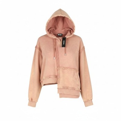 Diesel F-Mikky Damen Kapuze L, Pfirsich Asym Taschen Stil Hineinschlüpfen RRP195