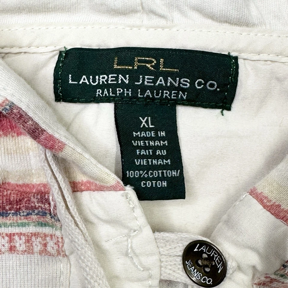 Sudadera con capucha a rayas LRL Lauren Ralph Lauren para mujer XL naranja marfil manga 3/4 Foto 4 de 4