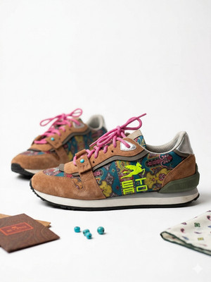 Etro Milano Sneakers Men EU 42 Paisley Print Suede Leather Pink Laces Italy Rare