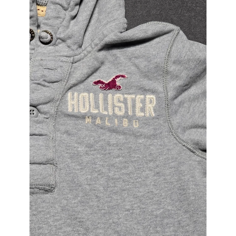 Hollister Malibu Gris Sudadera con Capucha Pullover con Botones para Mujer XS Y2K Foto 2 de 4