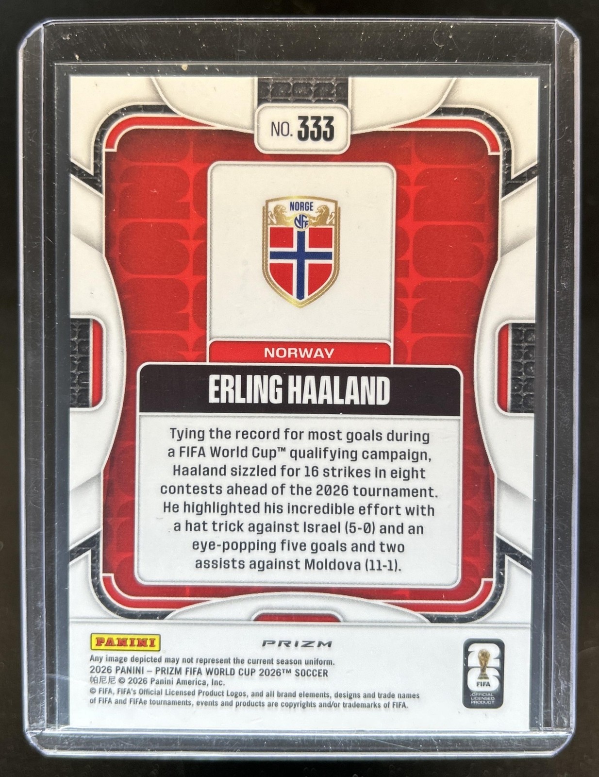 2026 Panini Prizm World Cup Erling Haaland Silver #333 Norway view 2