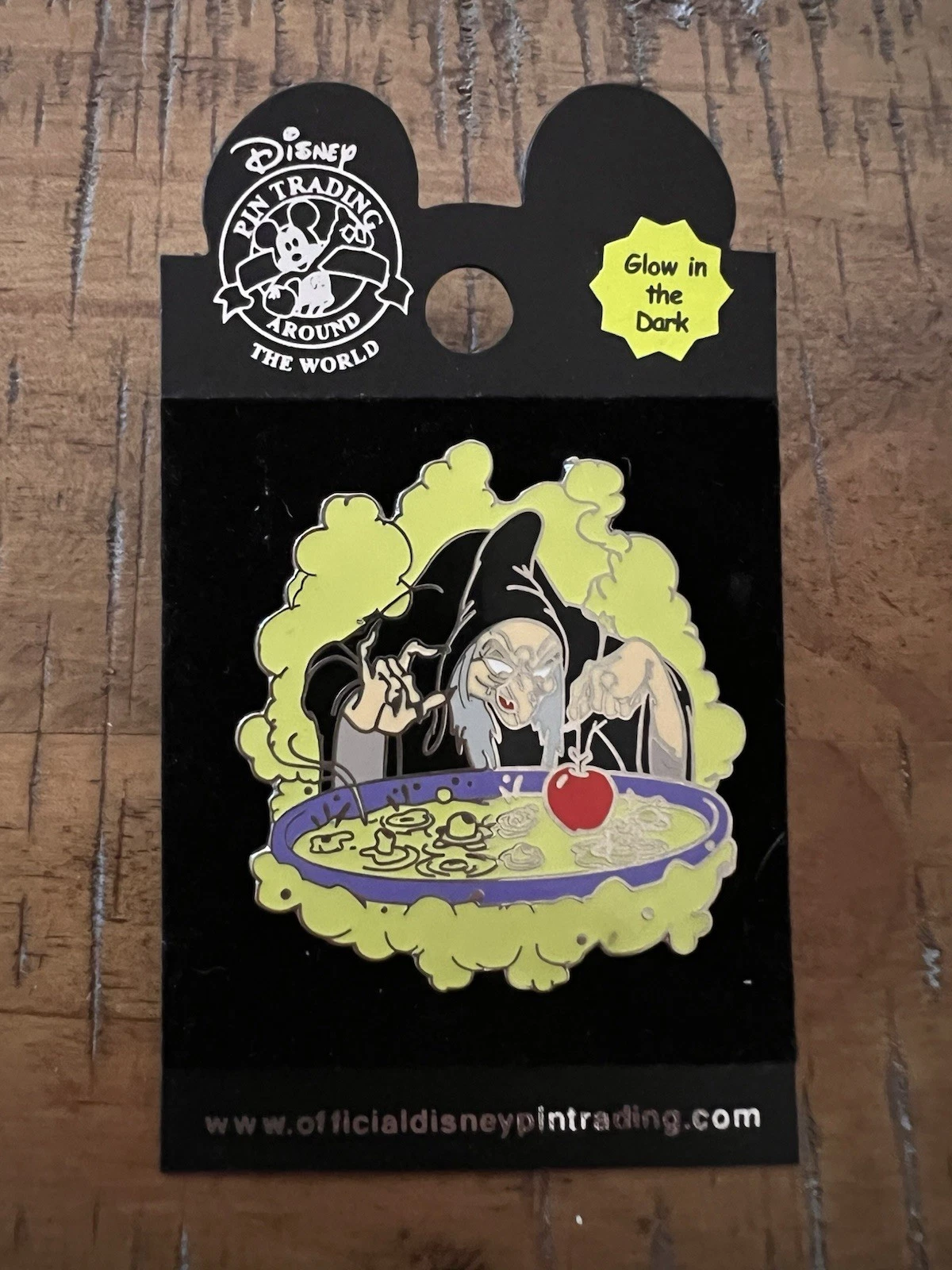 Disney Glow in the Dark Snow White Evil Queen Cauldron Apple Pin Official