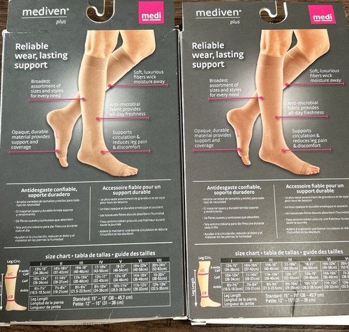 MEDIVEN PLUS PETITE CALF OPEN TOE 40-50 Compression Stocking Socks Size 2 Lot X4 - Picture 4 of 4