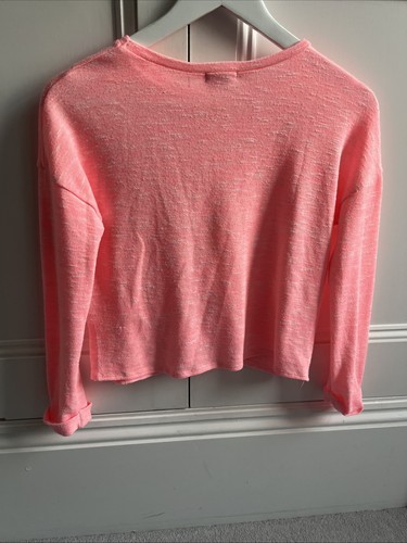 H&M Girls Long Sleeved Twist Front Round Neck Top Age 11-12 Salmon Pink - Picture 9 of 9