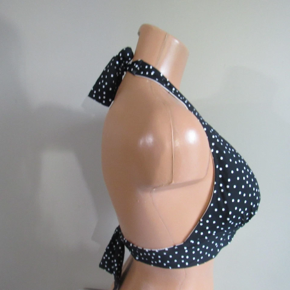 Tommy Bahama Sea Swell Reversible Halter Copa Sujetador Natación Top Negro/Blanco S Nuevo sin Etiquetas Foto 3 de 4