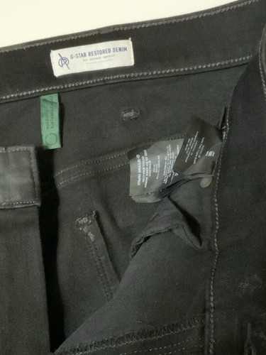 Jeans uomo G Star grezzo restaurato 36x32 nero super slim lavaggio scuro denim cerato - Foto 15 di 23
