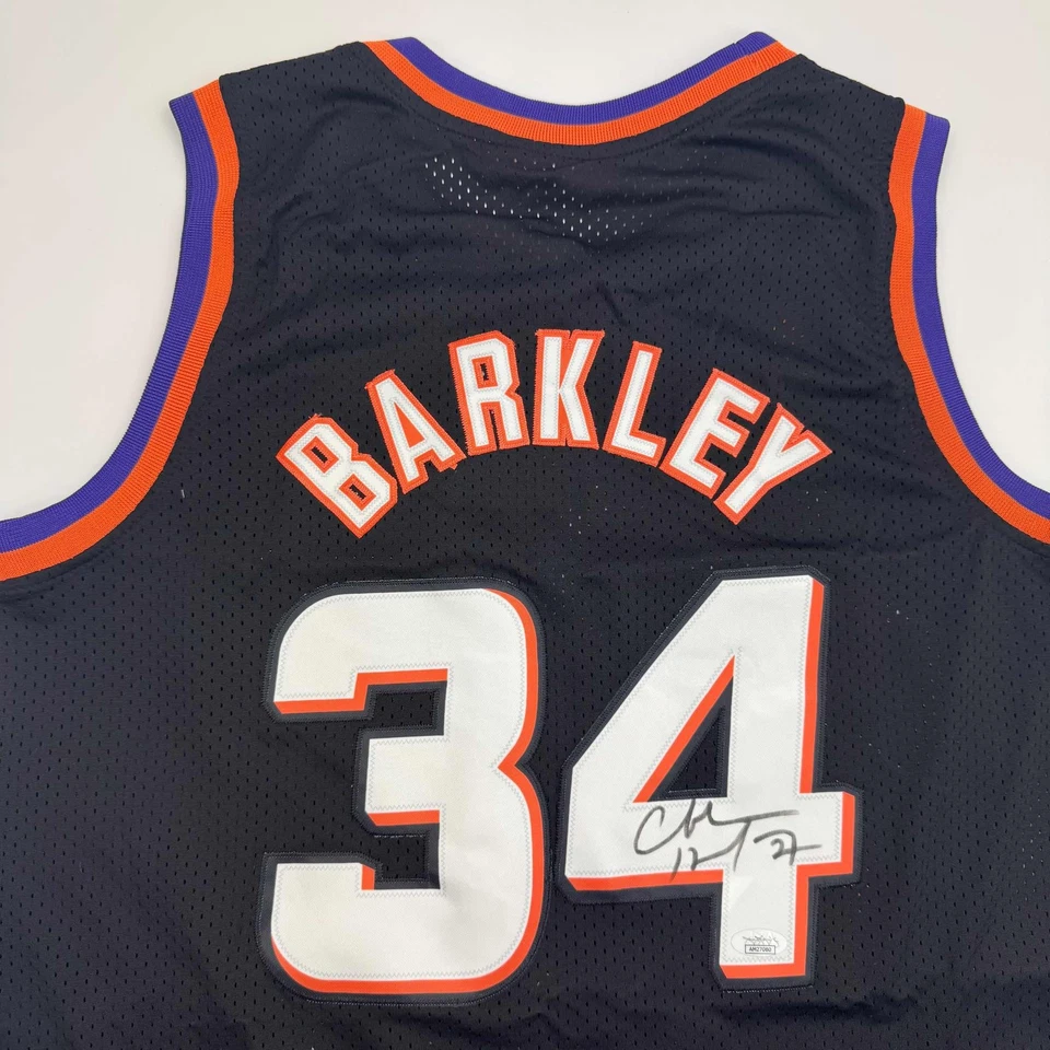 Camiseta deportiva de baloncesto negra autografiada/firmada de Charles Barkley Phoenix certificado de autenticidad JSA Foto 2 de 3