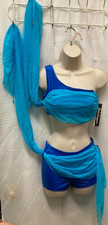 Body Wrappers Contemporary Dance 2 Piece Royal Blue Bra Top Shorts Med Adlt