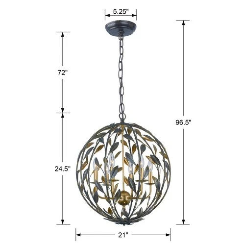 Crystorama Broche 21" Wide English Bronze Leaf and Vine Orb Chandelier - Picture 7 of 7
