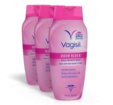 3X Vagil Feminine Wash for Intimate Area Hygiene, Odor Block 12 Fl Oz