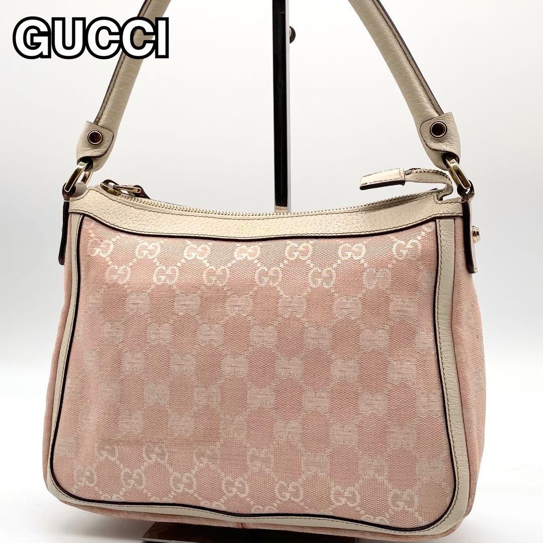 Gucci GG canvas leather pink accessory pouch in excellent condition