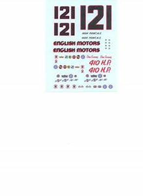 #ad Plastic Performance Products #2 #121 English Motors Gurney 1 25 waterslide decal $7.00