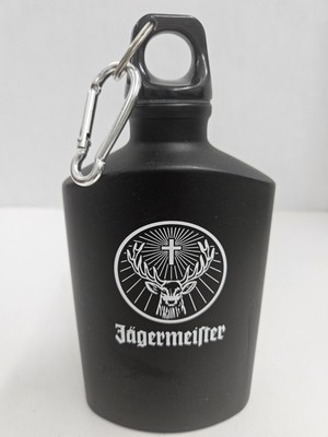 Jagermeister Flask Canteen Black Bar Alcohol Liquor Bottle Deer Head Logo