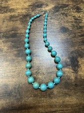 Graduated Turquoise Color Beaded Necklace Green Blue Round Beads Boho