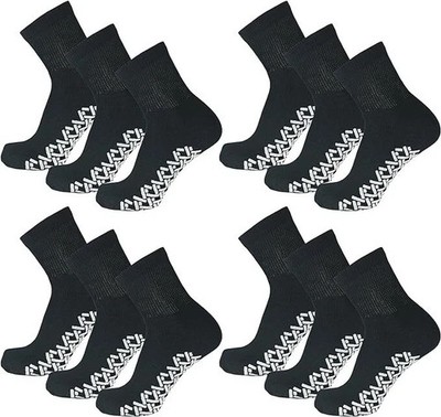 3-12 Pairs Men's Ankle Gripper Non Skid Diabetic Socks Non Binding Loose Fit Top