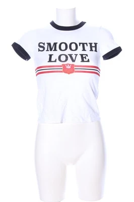 PULL & BEAR T-shirt Dames Haut T EU 34 blanc-noir-rouge style décontracté - Photo 1/4