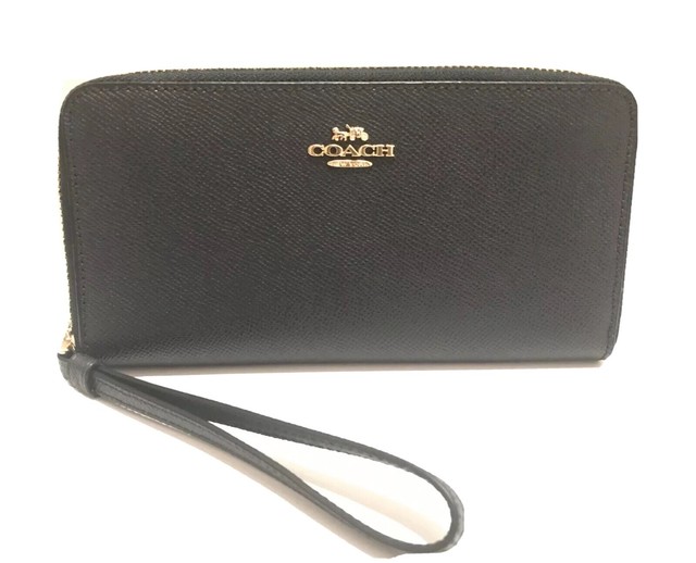 Coach F24413 RFID Accordin Zip Around Leather Midnight Wallet With Tag