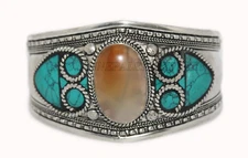 Quartz Bracelet Cuff Bracelet Silver Bracelet Boho Bracelet Turquoise Bracelet