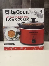 Elite Gourmet By Maxi- Matic 2QT. Oval Stainless Steel Slow Cooker*New