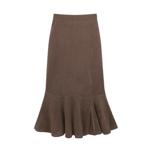 Inspire Chic Women's High Waist Solid Button Front A-Line Belted Corduroy Midi Skirt 2 Packs Caramel/Black X-Small