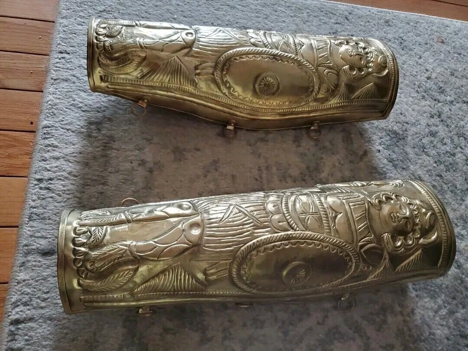 Хэллоуин римский древнегреческий кельтский латуни greaves тисненый ноги защиты SCA - Изображение 3 из 4