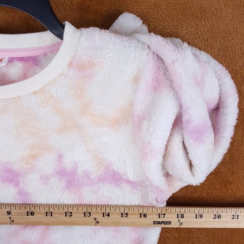 CAT & JACK Girls Sweater Large Cream Pink Tie Dye Pullover Sherpa Soft Cozy - Picture 5 of 7
