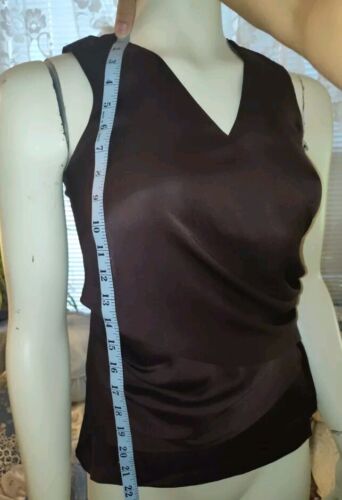 Ann Taylor Eggplant Petite Faux Silk Sleeveless Layered V Neck Blouse - Size 0P - Picture 13 of 21