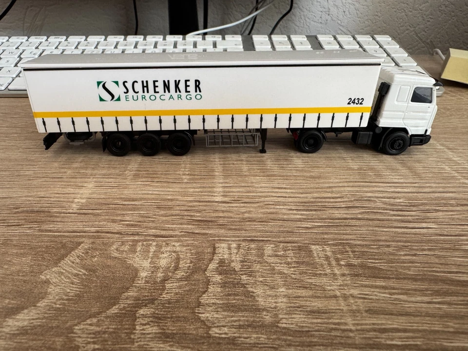 AWM 1:87 Camion Scania Schenker Eurocargo Contenitore Rimorchio Buone Condizioni - Immagine 2 di 4